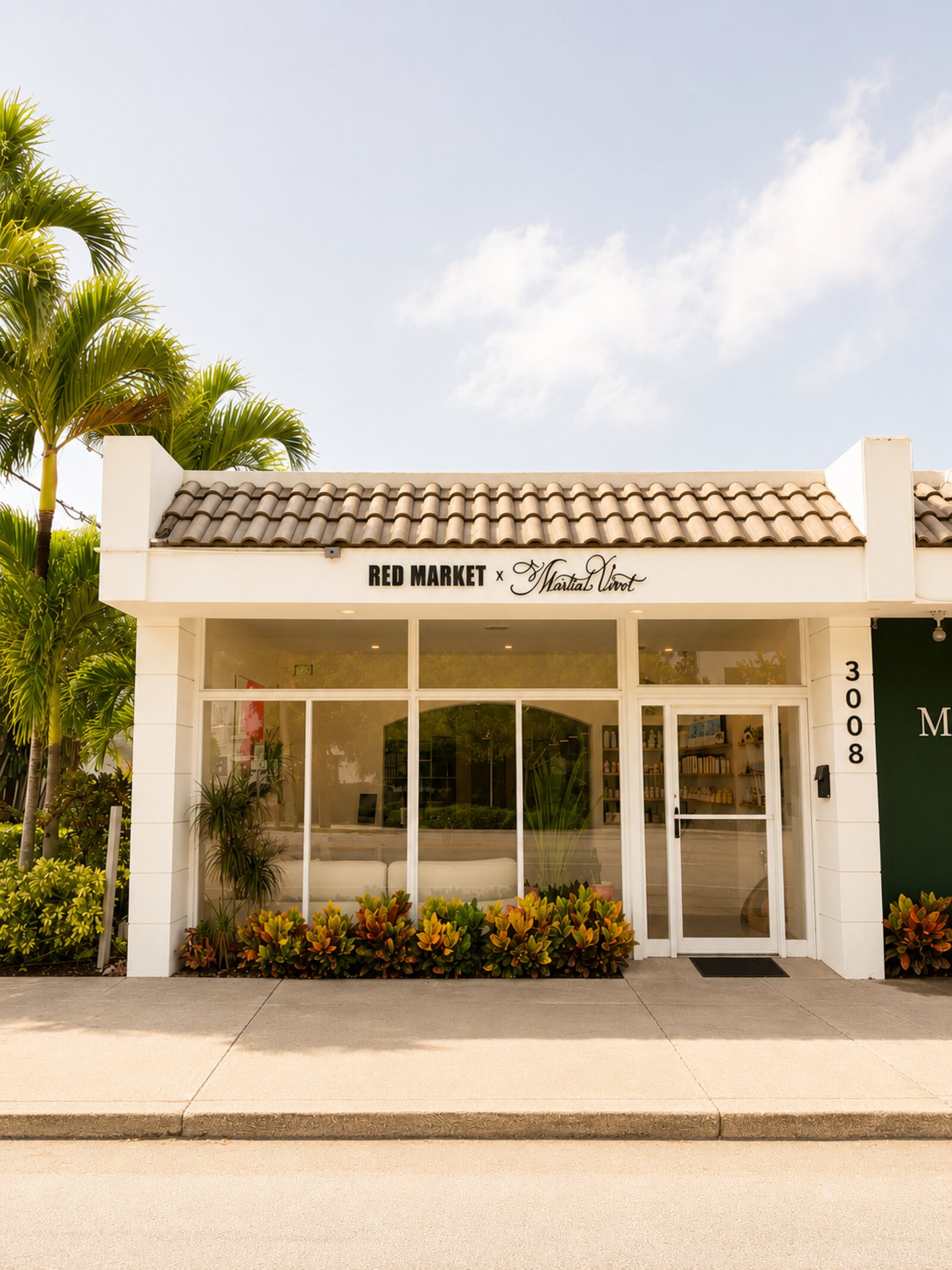 Storefront exterior of Red Market & Martial Vivot at 3008 S Dixie Hwy in West Palm Beach
